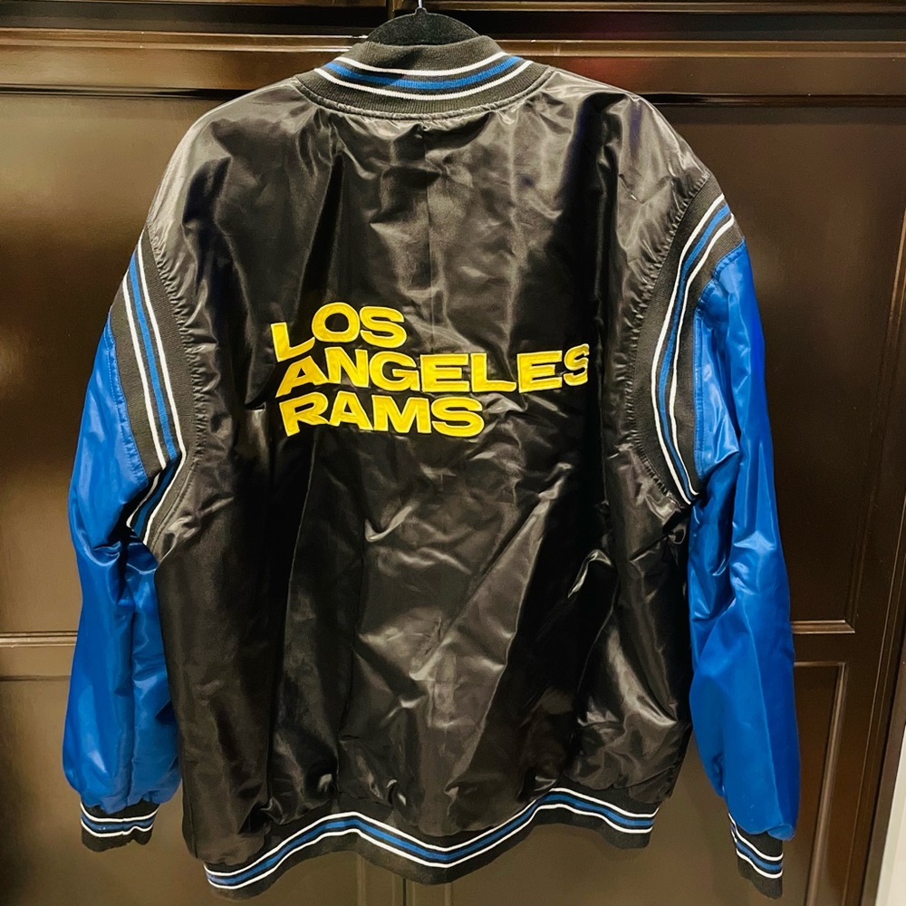 STARTER Los Angeles Rams Black and Blue Varsity satin Jacket